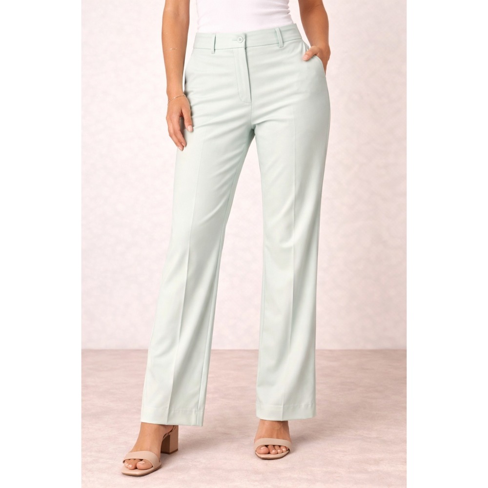 Calvin Klein Womens Mint Green Straight Leg Dress Pants Trousers Size 10
